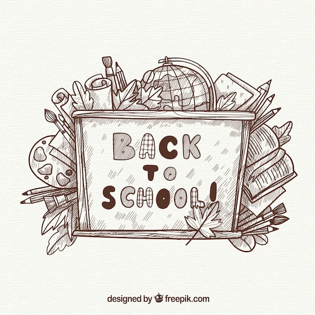 Grey hand drawn back to school background