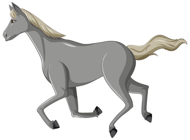 Grey horse running cartoon