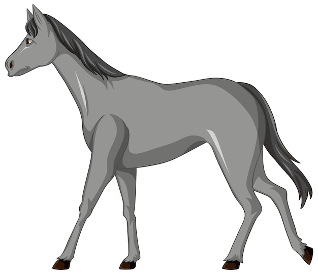 Grey horse walking cartoon