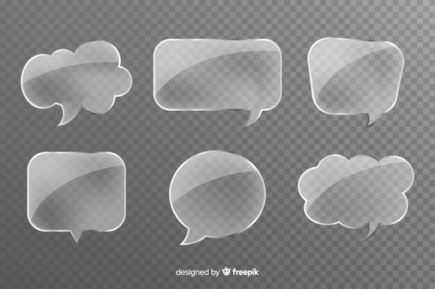 Grey transparent glass shapes for chat bubbles