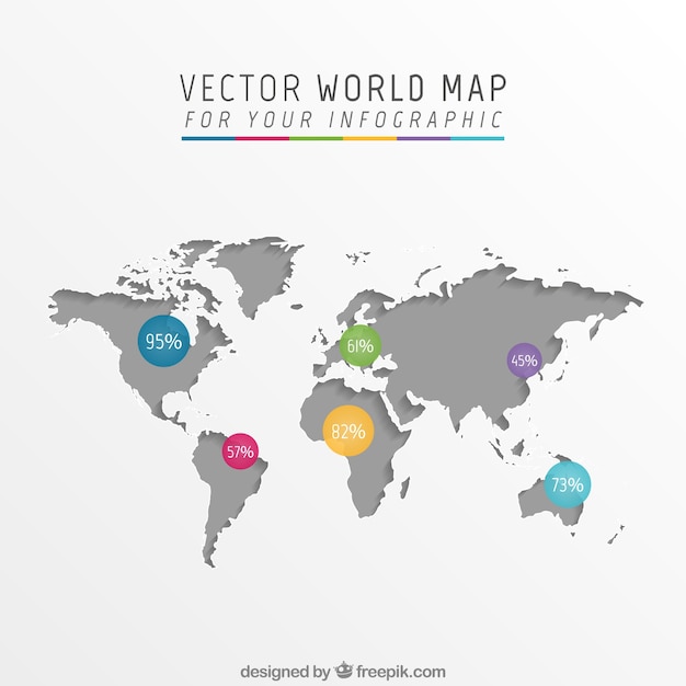 Grey world map infographic