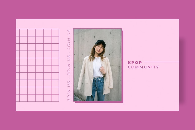 Grid aesthetic pink kpop discord banner