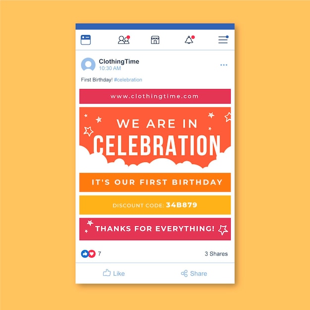 Grid birthday facebook post template