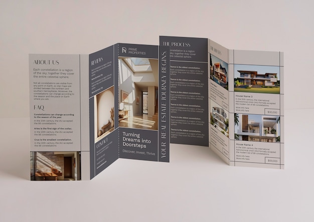 Free Vector grid elegant real estate trifold brochure template