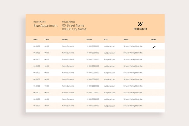 Grid flat real estate agent visiting schedule