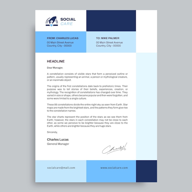 Grid social care non-profit organization letterhead template temp