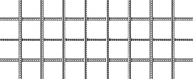 Grid of steel rebars, welded metal wire mesh