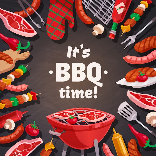 Free Vector grill bbq time background