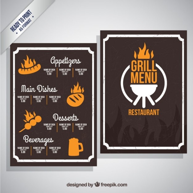 Free Vector grill menu template