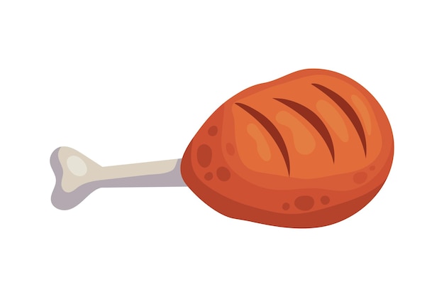 Free Vector grilled chicken leg icon isolated