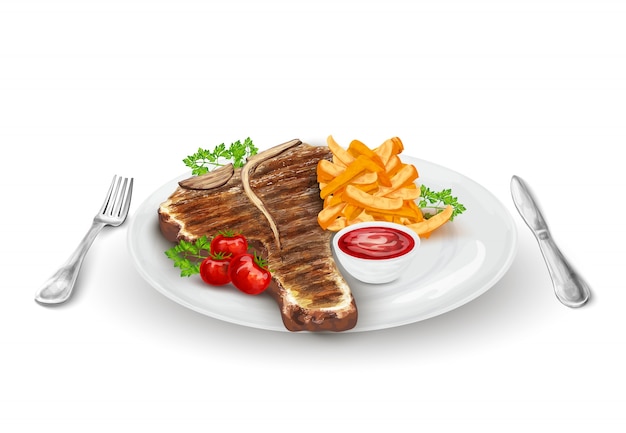 Free Vector grilled steak on plate