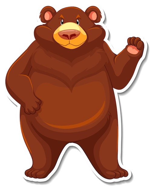 Free Vector grizzly bear cartoon character sticker