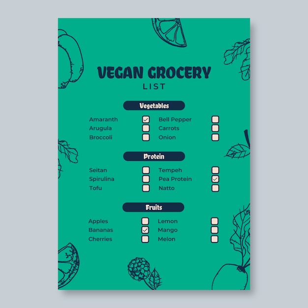 Grocery list template design