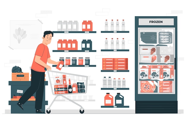 Grocery shopping concept illustration