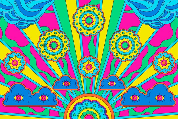 Groovy hand drawn background