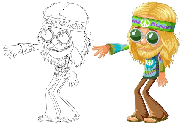 Free vector groovy hippie character illustration