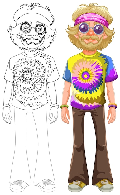 Free vector groovy hippie fashion illustration