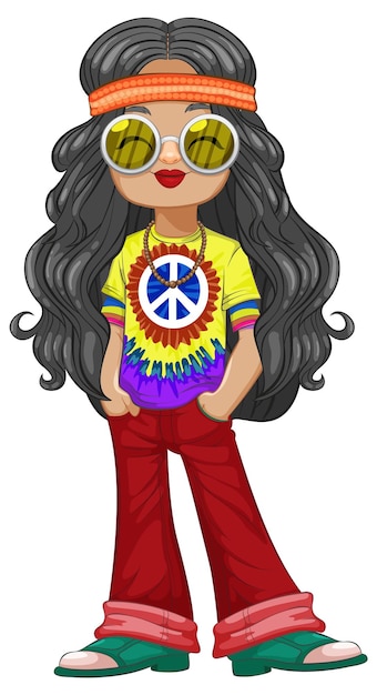 Groovy Hippie Fashion Vector Illustration