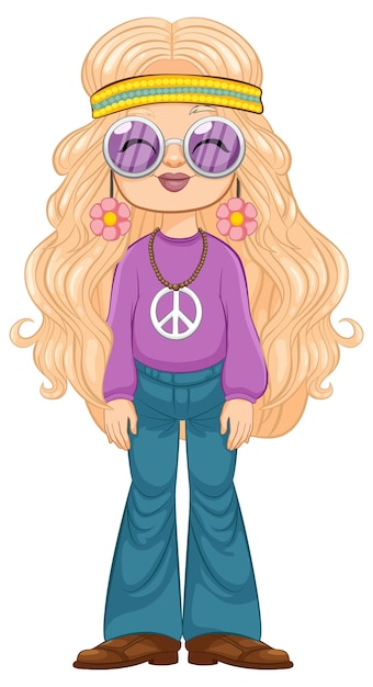 Free Vector groovy seventies fashion girl illustration