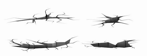 Free Vector ground cracks earthquake cracking holes set