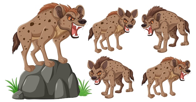 Free Vector group of angry hyenas