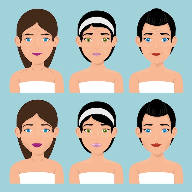 Group of beautiful women in facial treatment