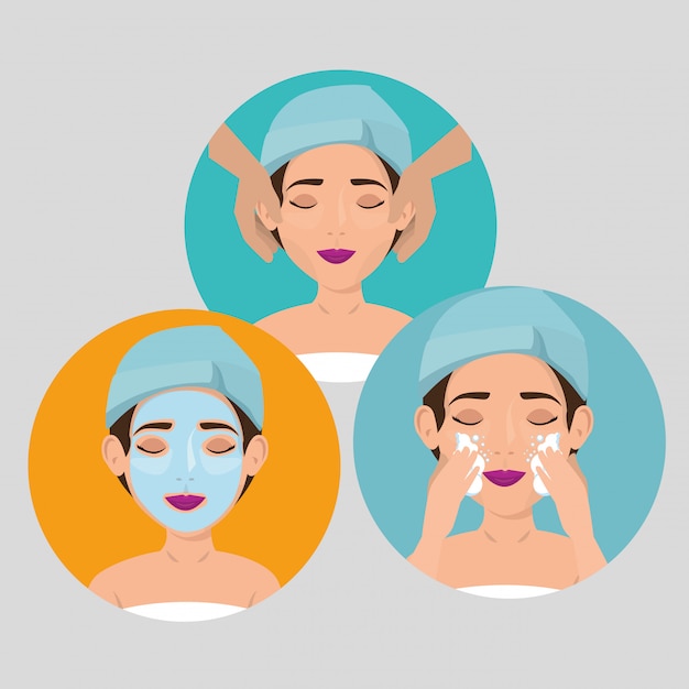 Group of beautiful women in facial treatment