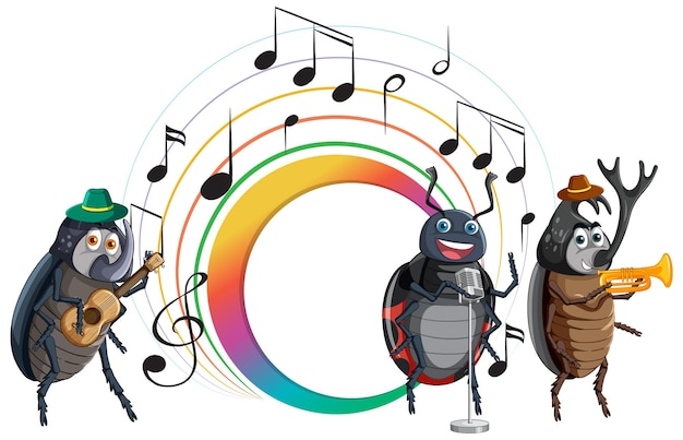 Free vector group of beetle music band cartoon