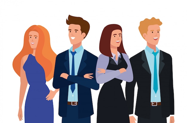 Free Vector group of business people avatar character