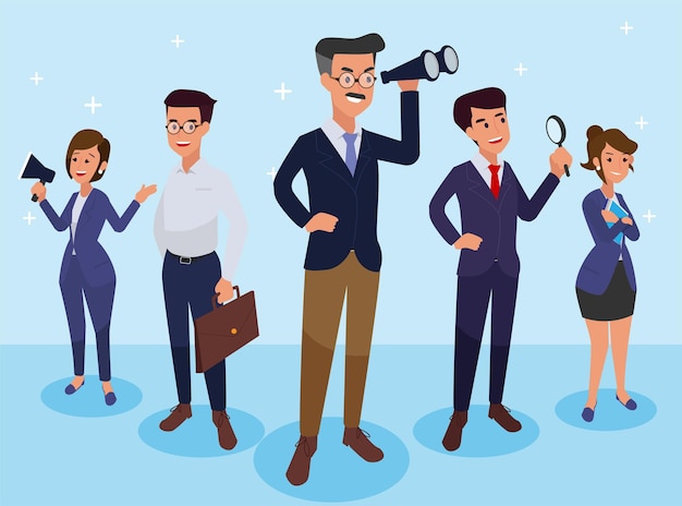 Free vector group of business people isolated. different people with different styles. simple flat cartoon style.