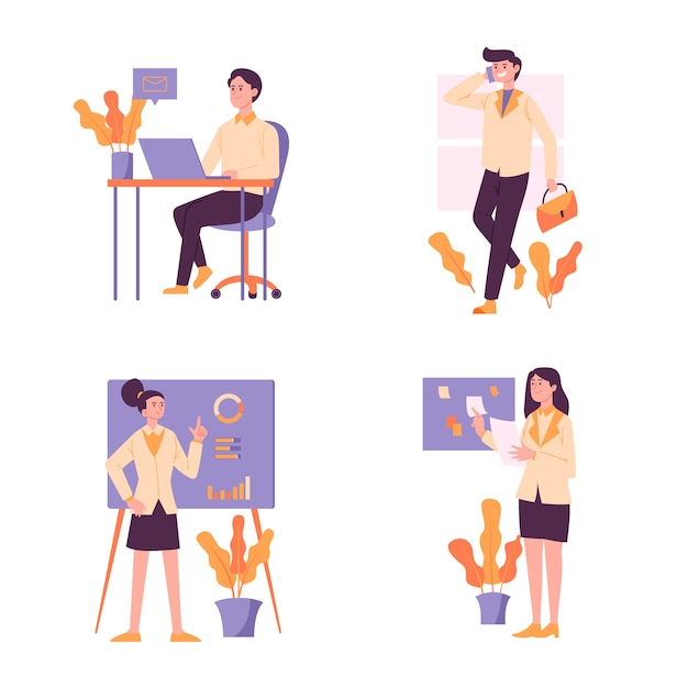 Free vector group of business people working concept