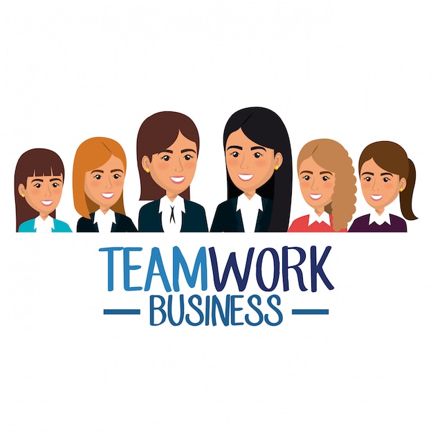 Free Vector group of businesswomen teamwork illustration