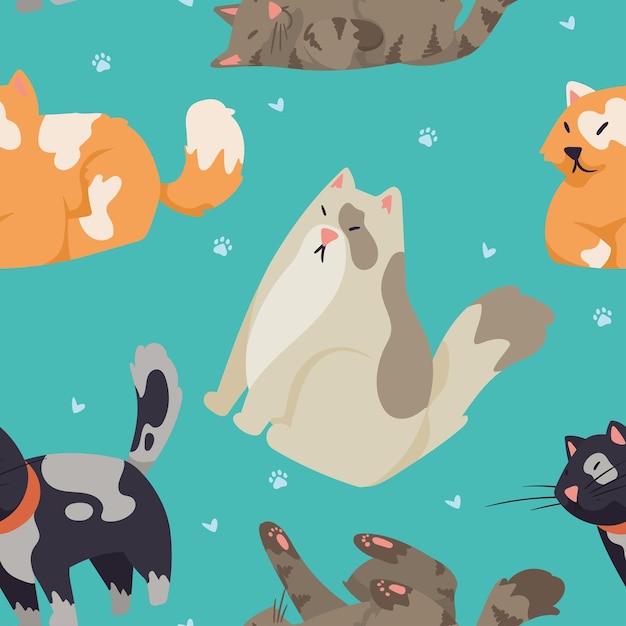 Group of cats pattern