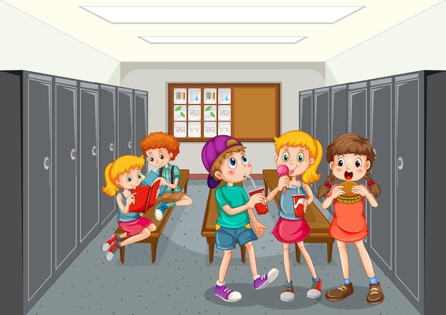 Group of children at changing room