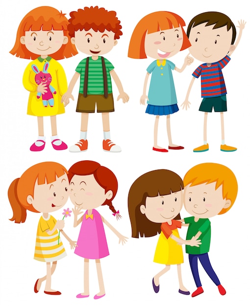 Free Vector group of children on white background