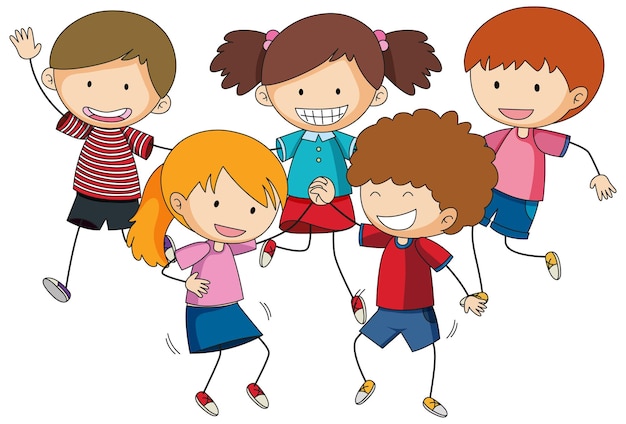 Group of doodle children cartoon character