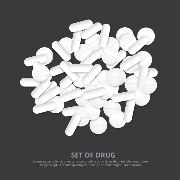 Group of Drug Realistic Illustration