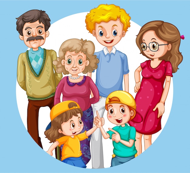 Free vector group of family member characters