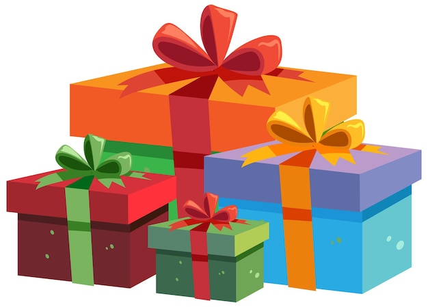 Free vector group of gift box on white background