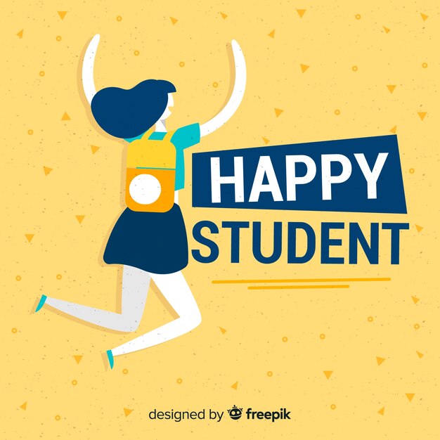 Group of happy students with flat design