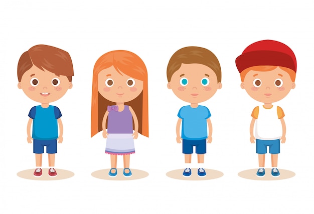 Free vector group of little kids characters