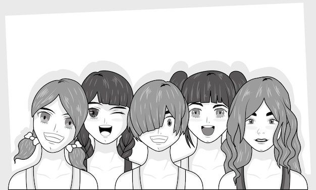 Free vector group manga women