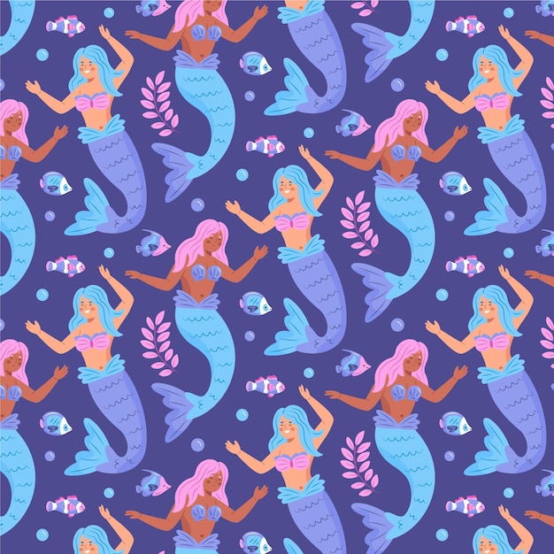 Group of mermaids dancing pattern