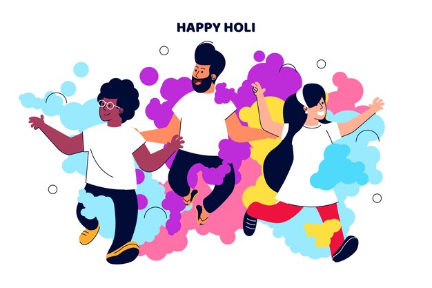 Group of people celebrating holi festival