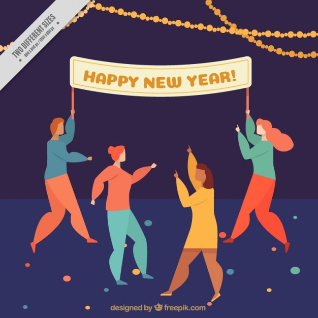 Free Vector  group of people celebrating the new year background 