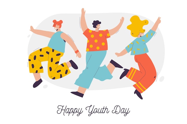 Free Vector group of people celebrating youth day illustrated