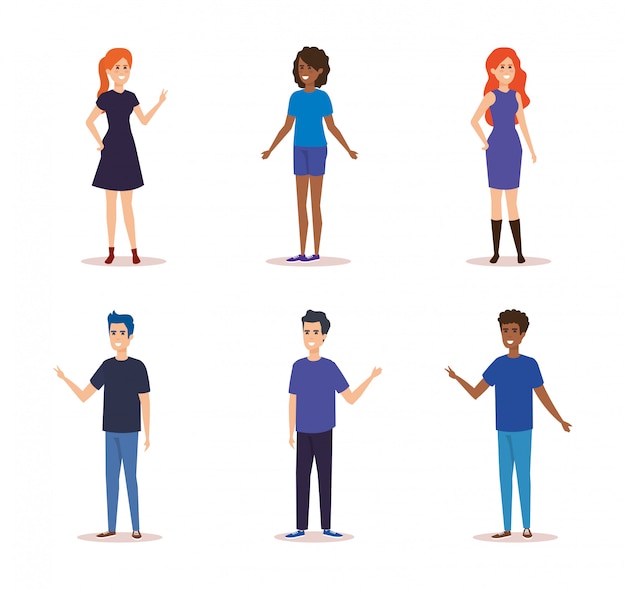 Free Vector group of people characters