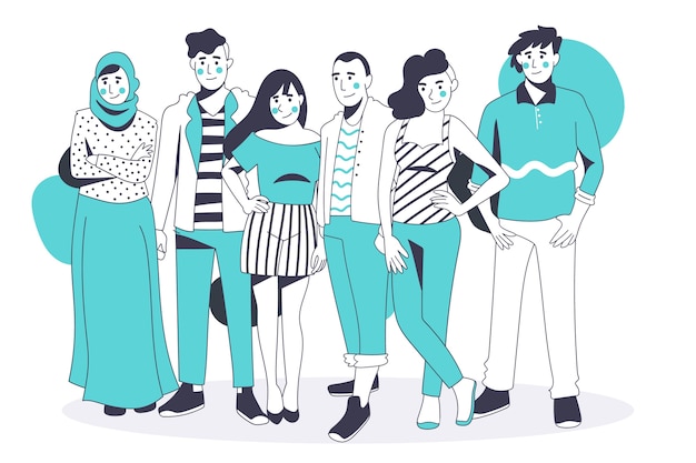 Group of people in flat design