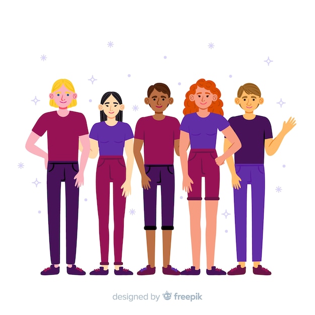 Free Vector group of people from different races