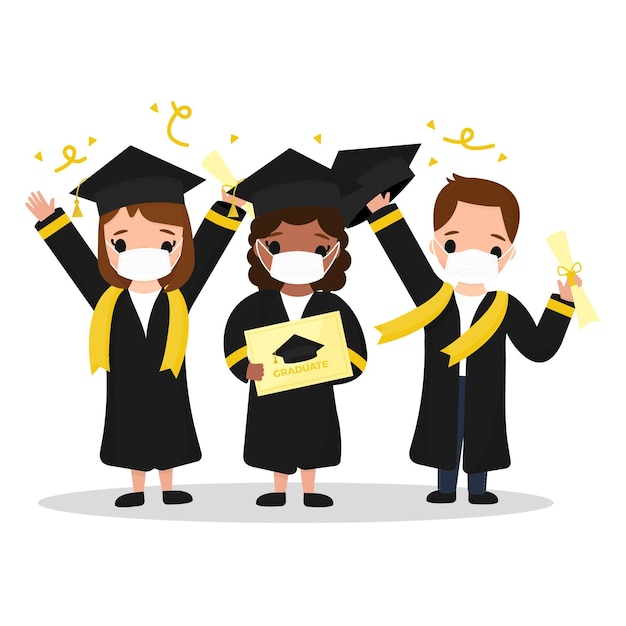 Free Vector group of people graduating illustrated